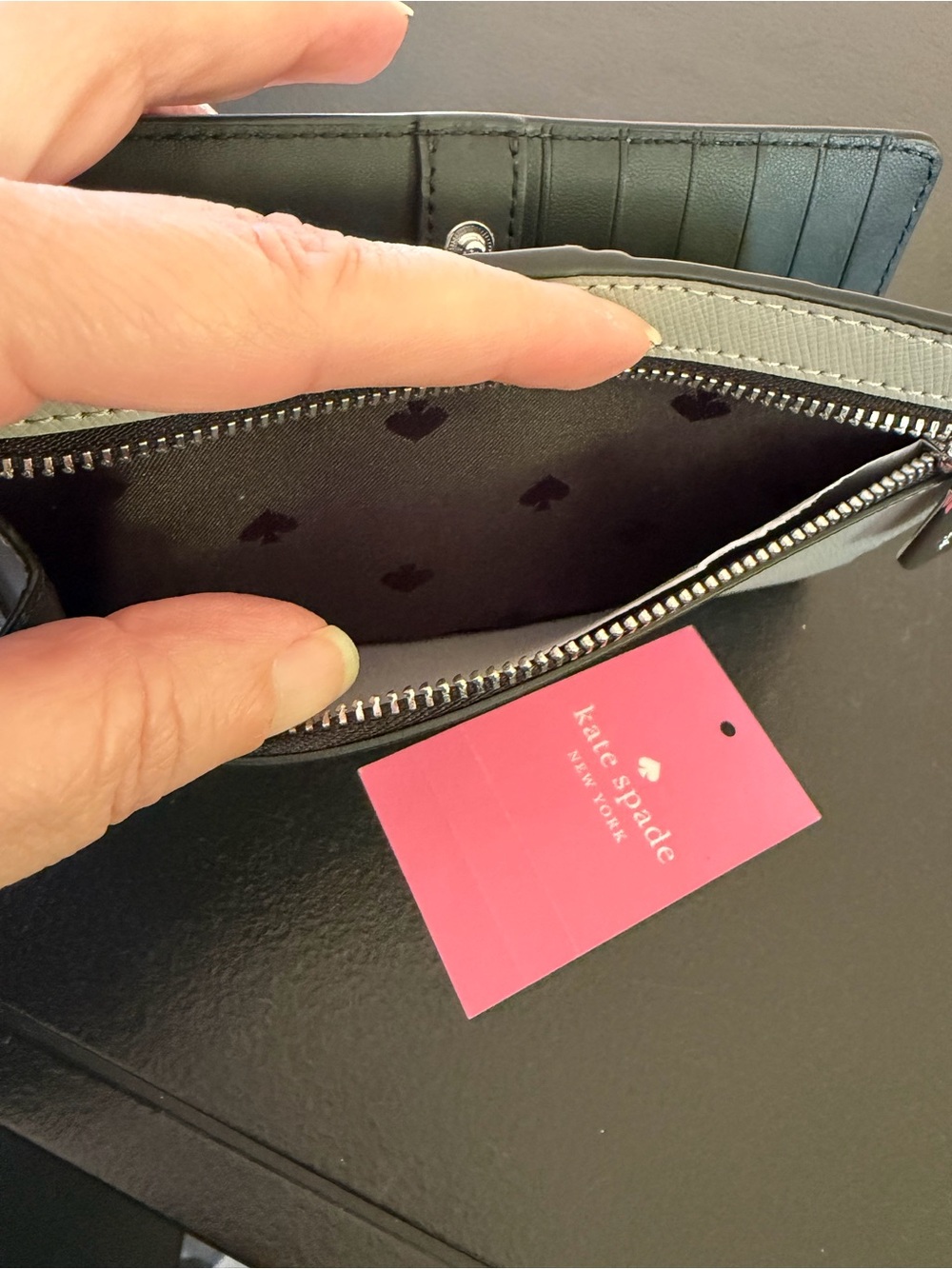 kate spade two-tone gray and cream zip-around wallet - Picture 8 of 8